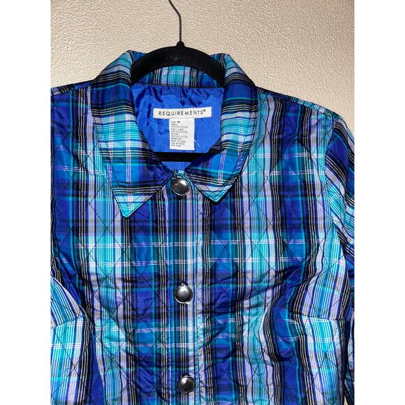 Requirements Fresh Preppy Start Blue Quilted Plaid Lightweight Jacket Medium - Picture 2 of 7